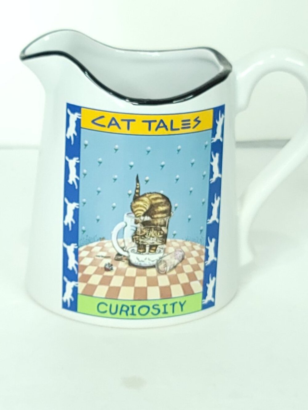 Cat Tales Curiosity Ceramic Pitcher Gary Patterson 6" Westwood 1998